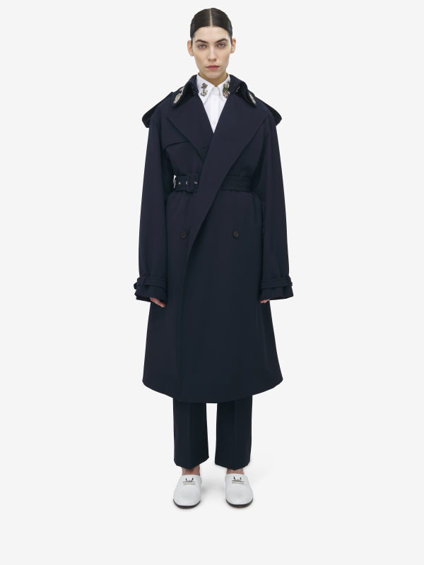 ALEXANDER MCQUEEN - Oversized Lapel Deconstructed Trench Coat - Item 839642QJACH4003